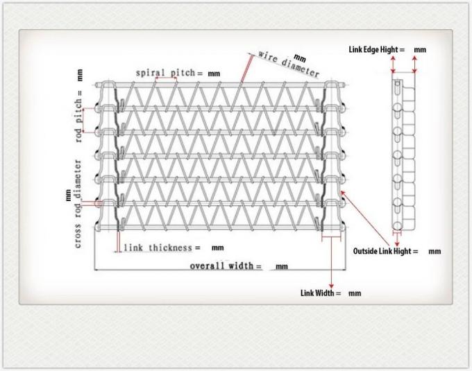 400mm 500mm metalowy przenośnik z siatki drucianej płaski elastyczny pasek z łańcuchem 1